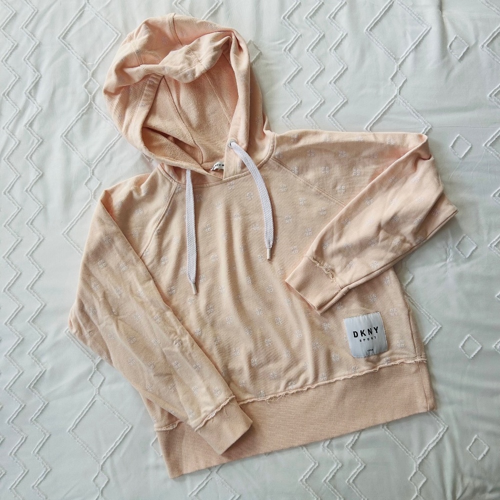 DKNY Sport Cotton Logo-Print Relaxed Hoodie Size M